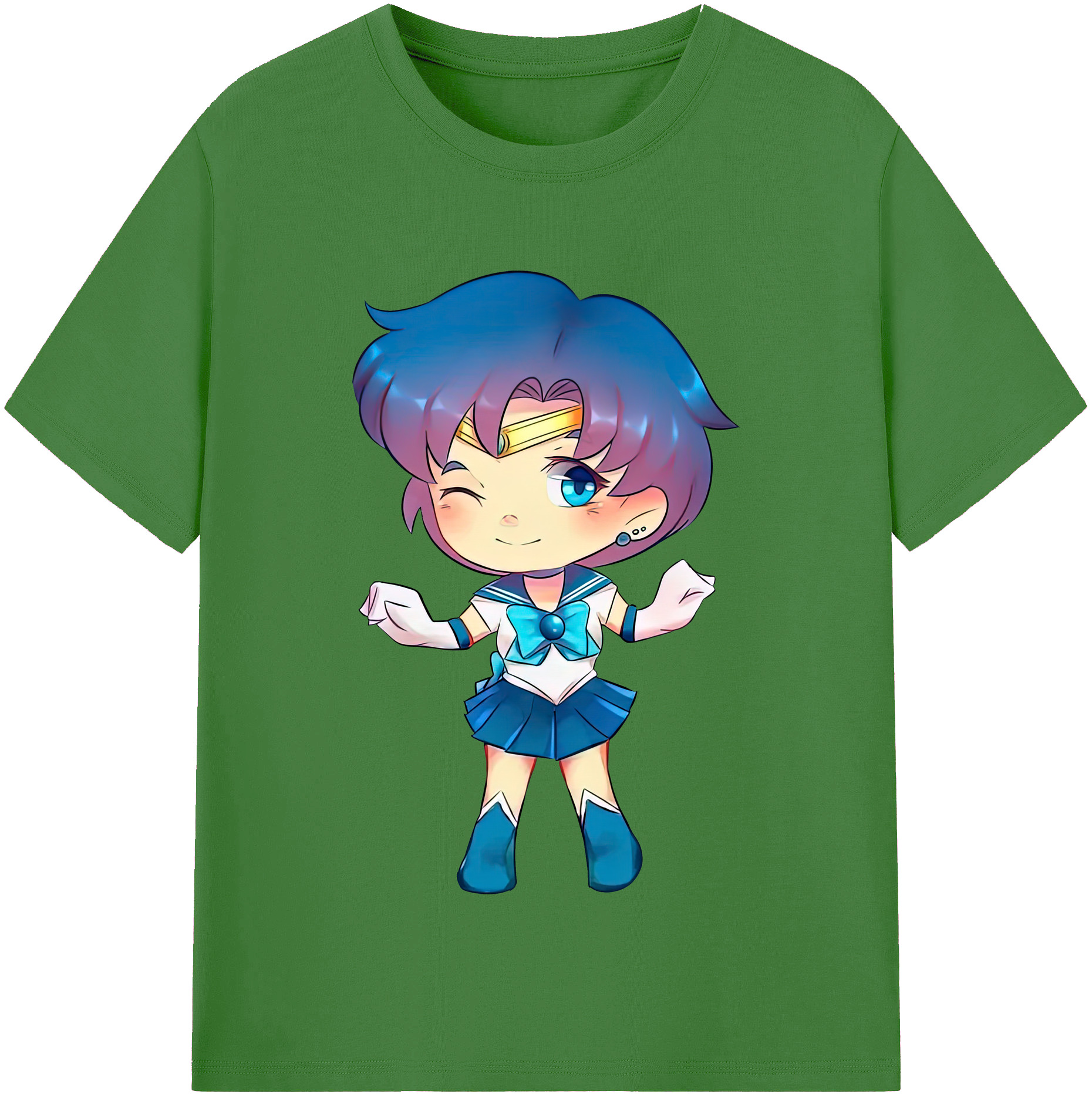 （画像用） 美少女戦士セーラームーン 水野 亜美 みずの あみ Sailor Moon Mizuno Ami レディースカジュアルプリントTシャツ（綿100％）